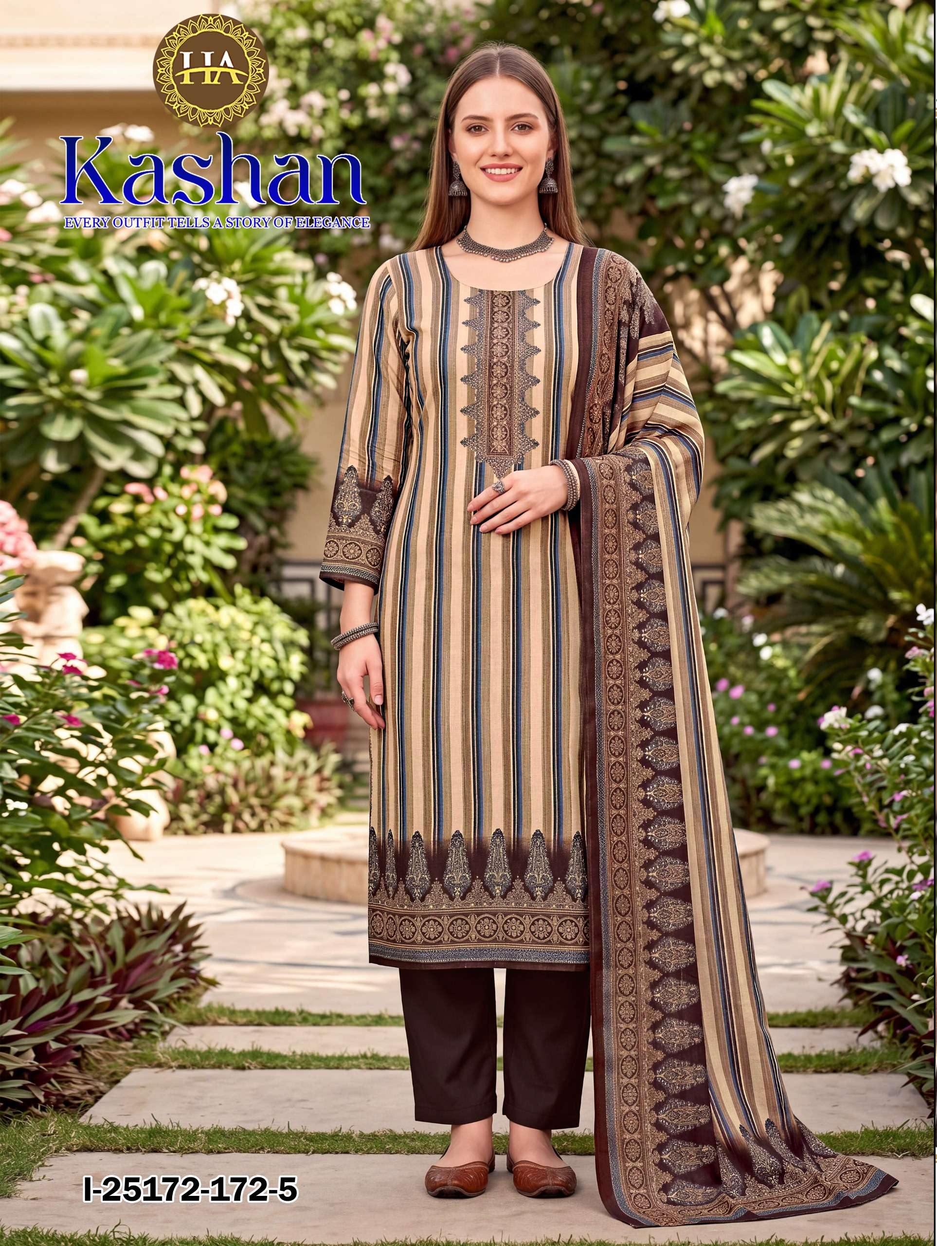 HARSHIT FASHION HUB KASHAN PASHMINA PRINT WITH SWAROVSKI WORK SUIT