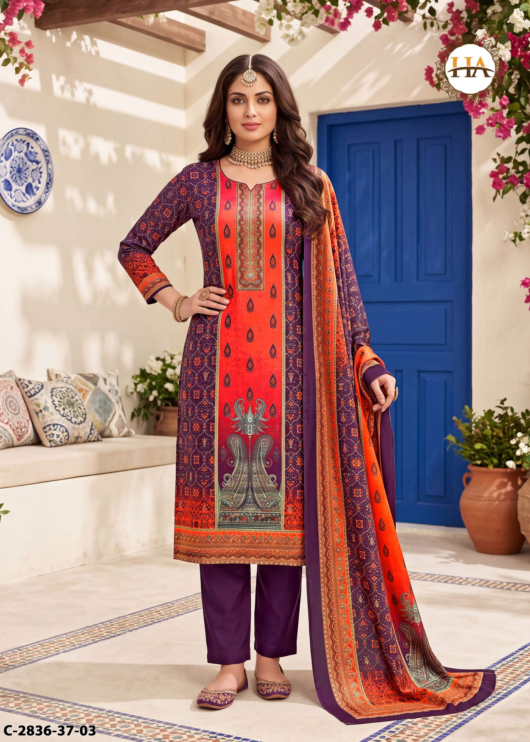 HARSHIT FASHION HUB SADA BAHAAR PASHMINA DIGITAL PRINT WITH FANCY WORK SUIT