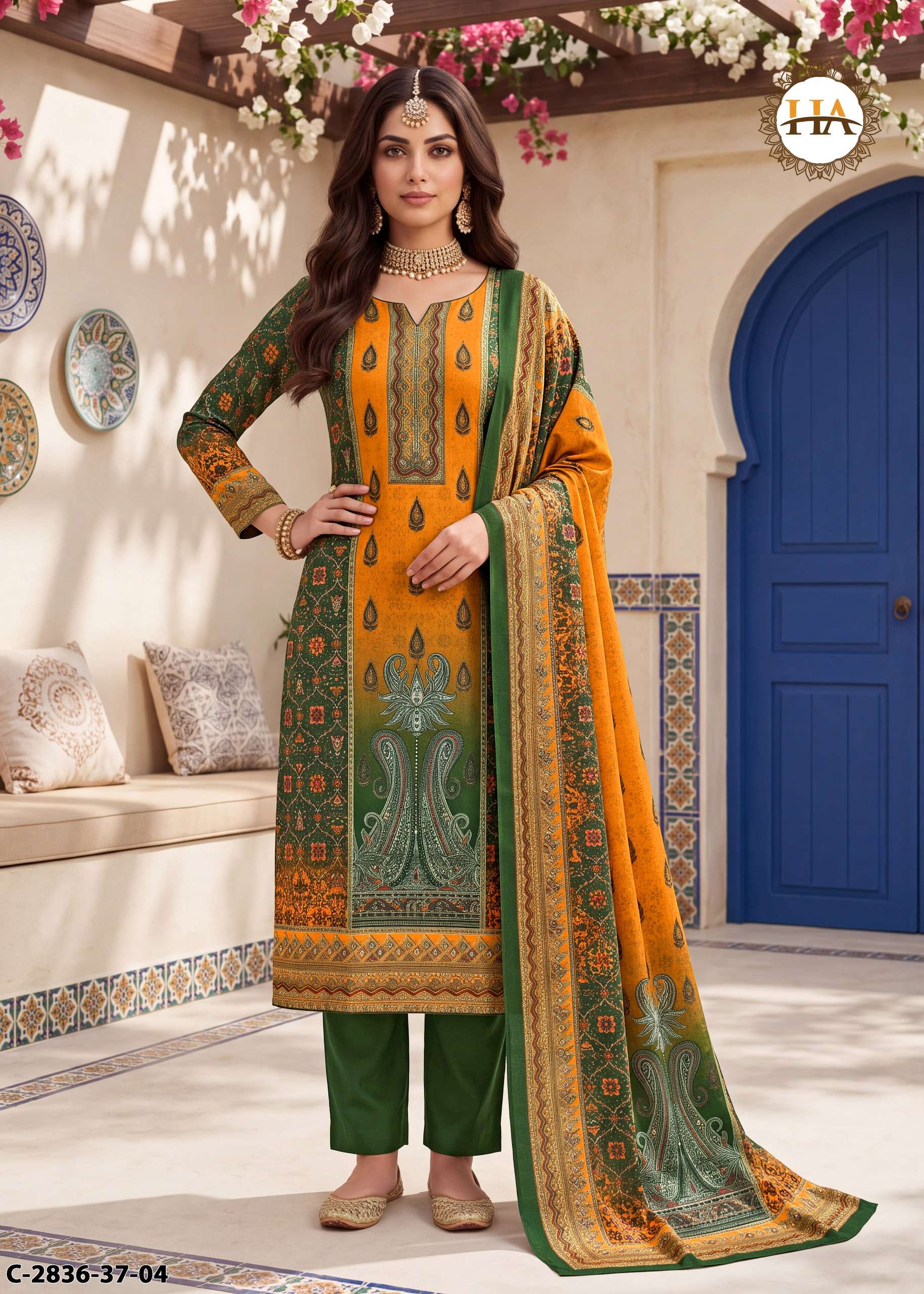 HARSHIT FASHION HUB SADA BAHAAR PASHMINA DIGITAL PRINT WITH FANCY WORK SUIT