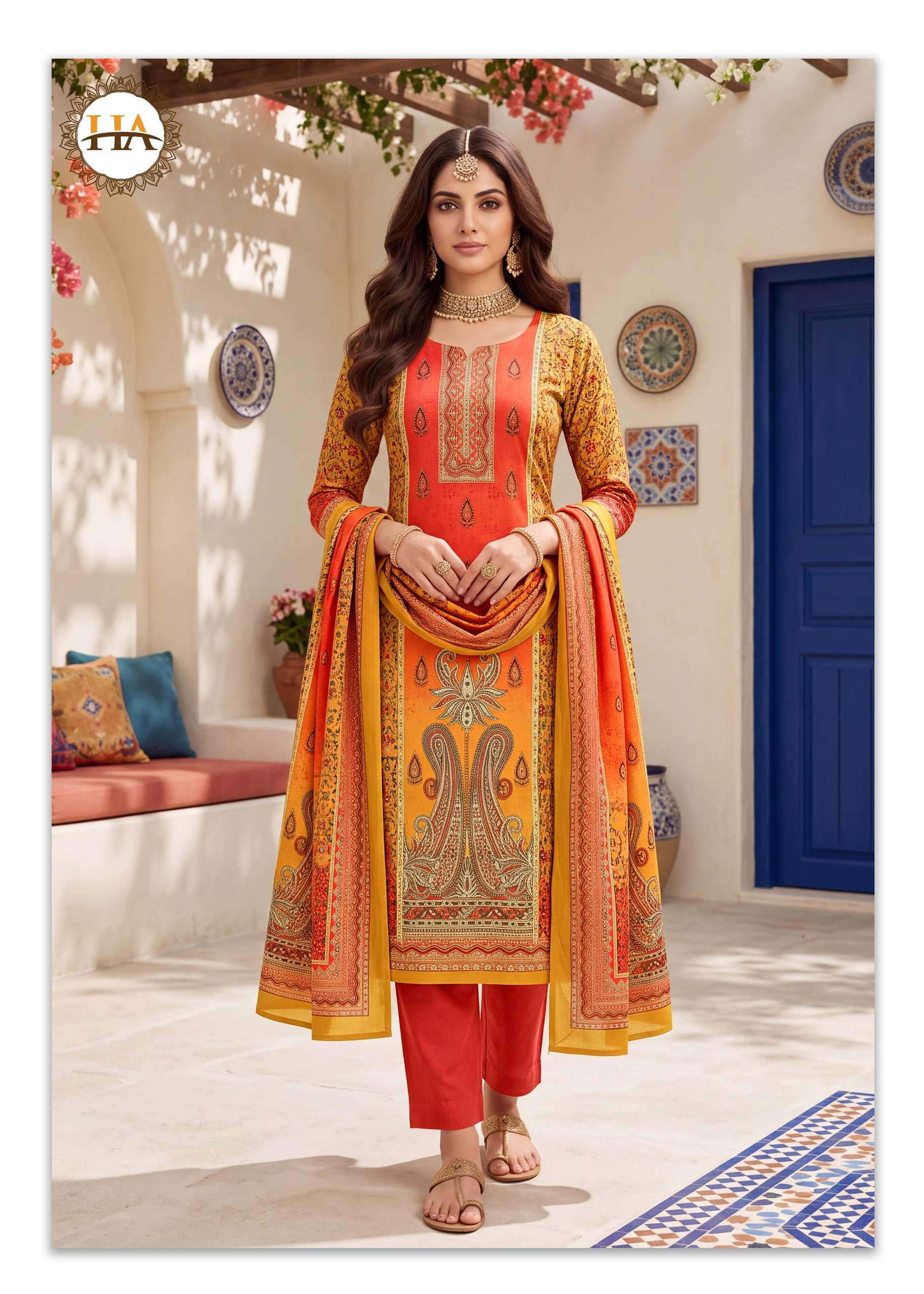 HARSHIT FASHION HUB SADA BAHAAR PASHMINA DIGITAL PRINT WITH FANCY WORK SUIT