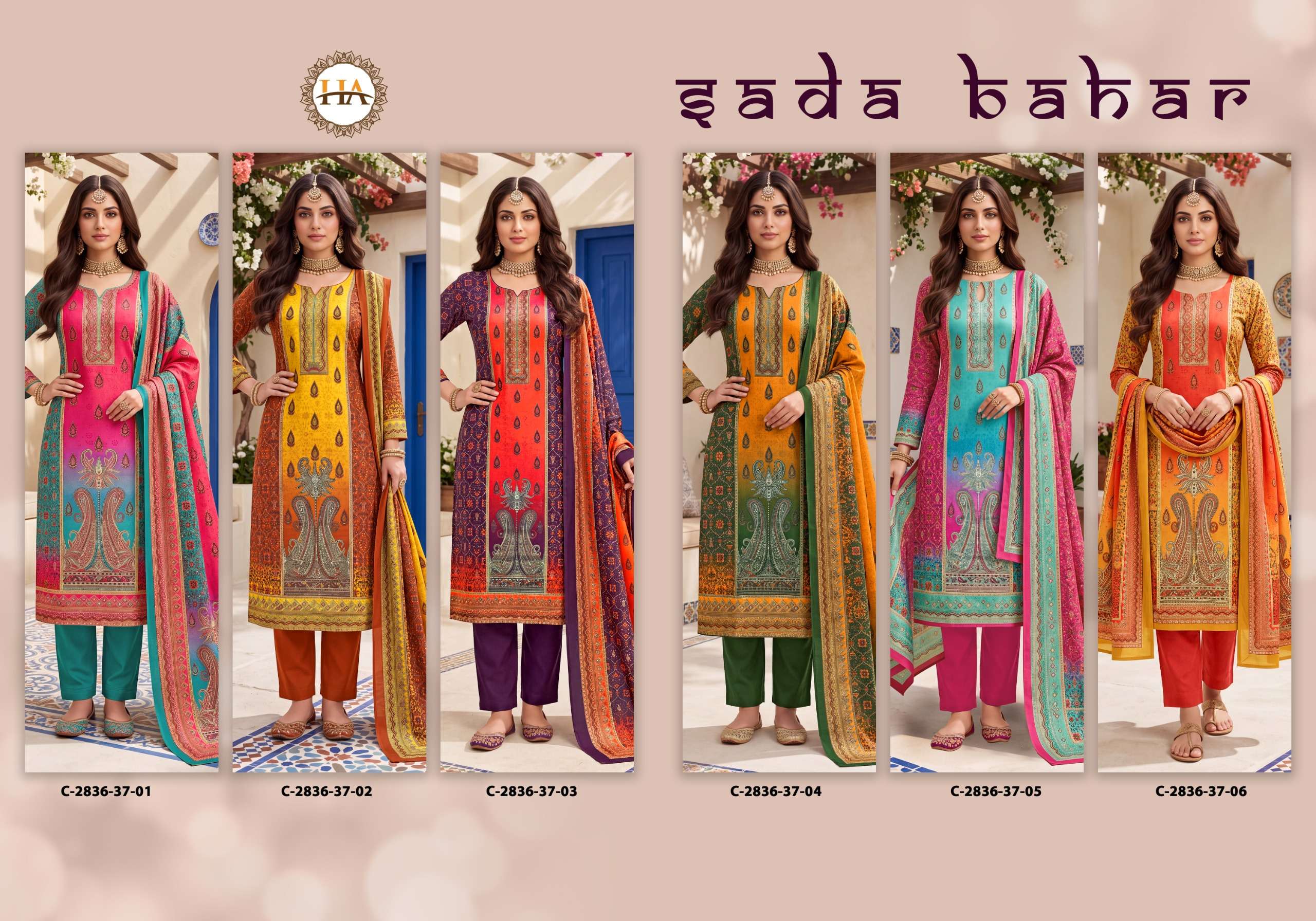 HARSHIT FASHION HUB SADA BAHAAR PASHMINA DIGITAL PRINT WITH FANCY WORK SUIT