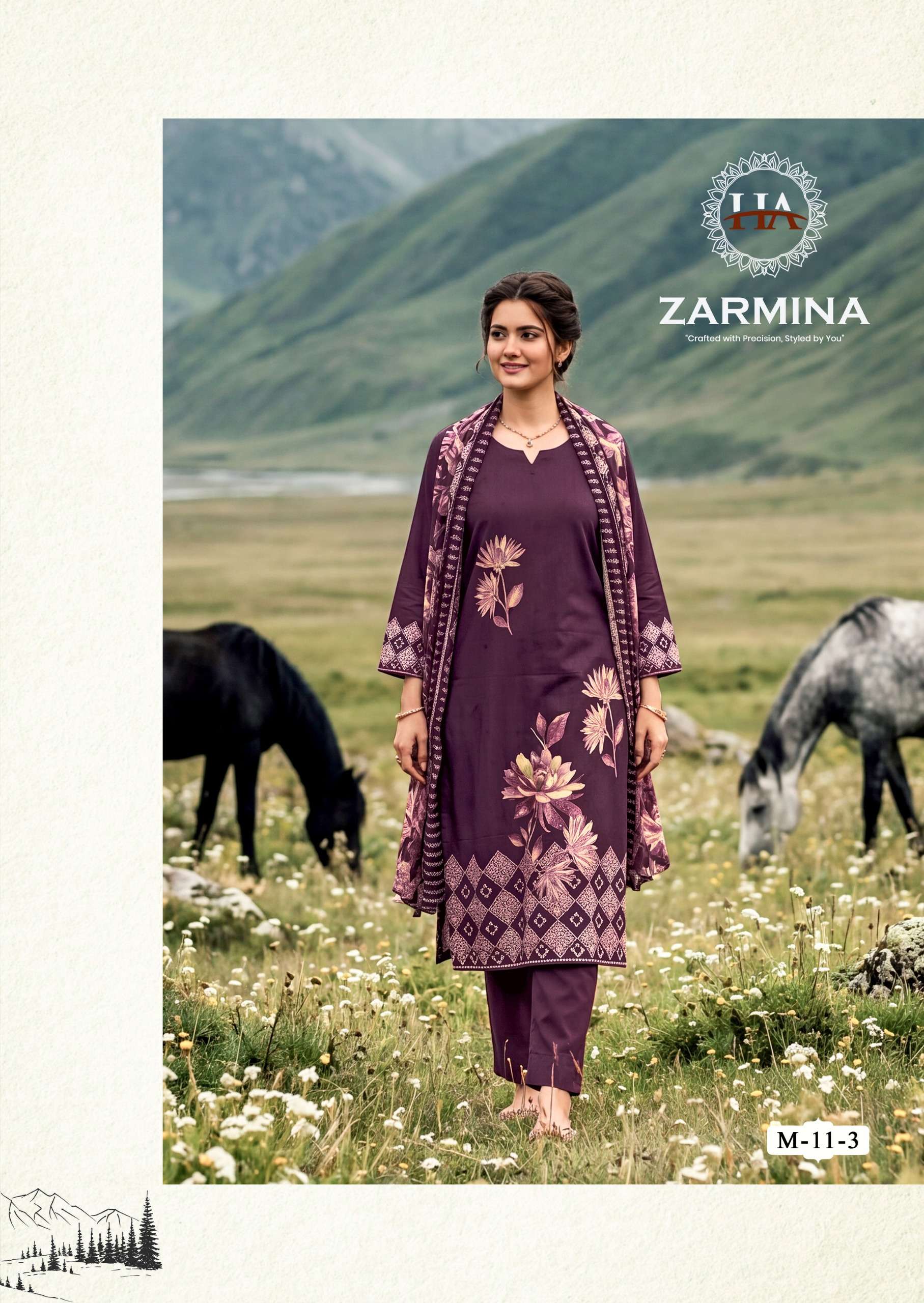 HARSHIT FASHION HUB ZARMINA JAM COTTON PRINT WITH FANCY WORK SUIT