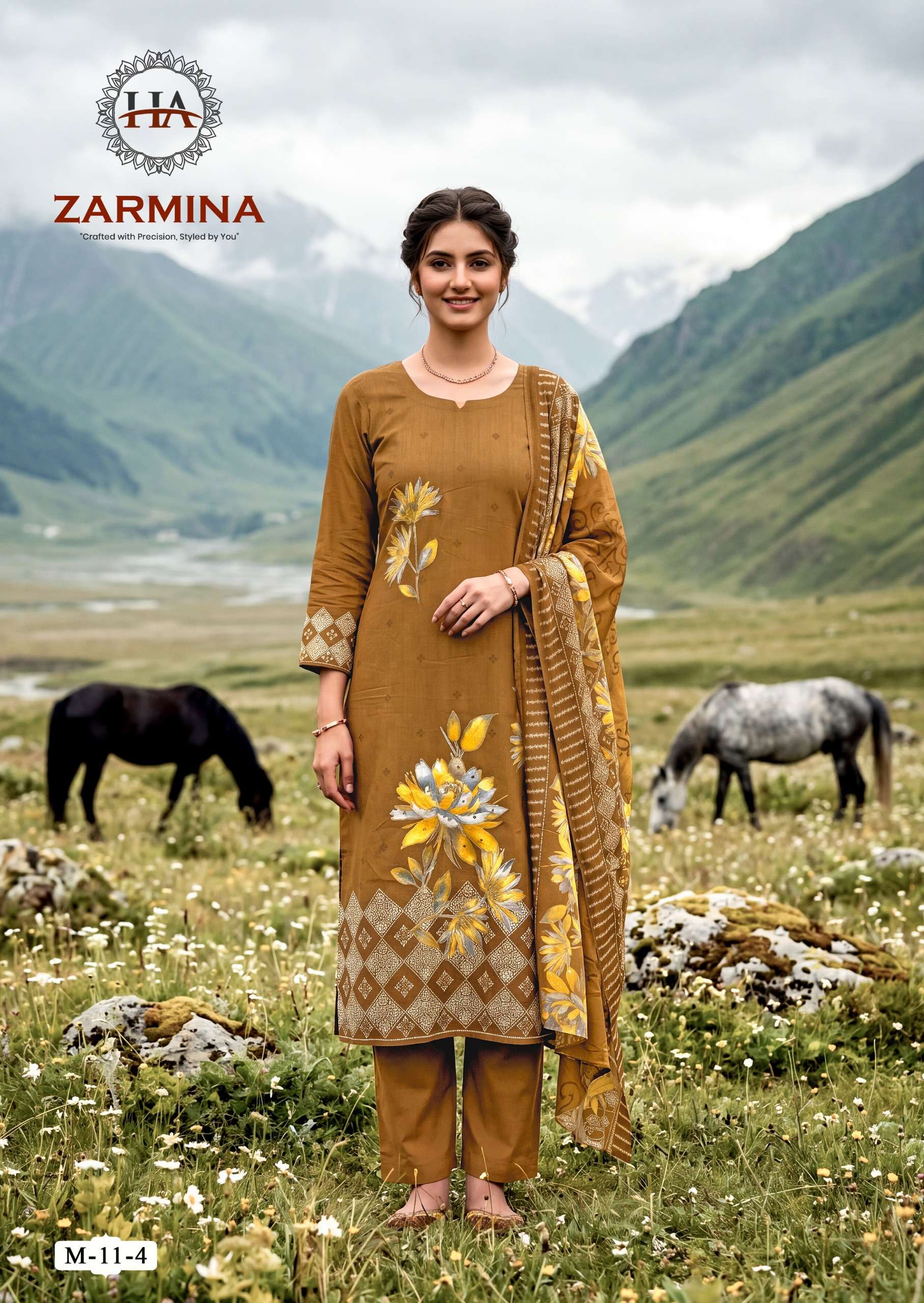 HARSHIT FASHION HUB ZARMINA JAM COTTON PRINT WITH FANCY WORK SUIT