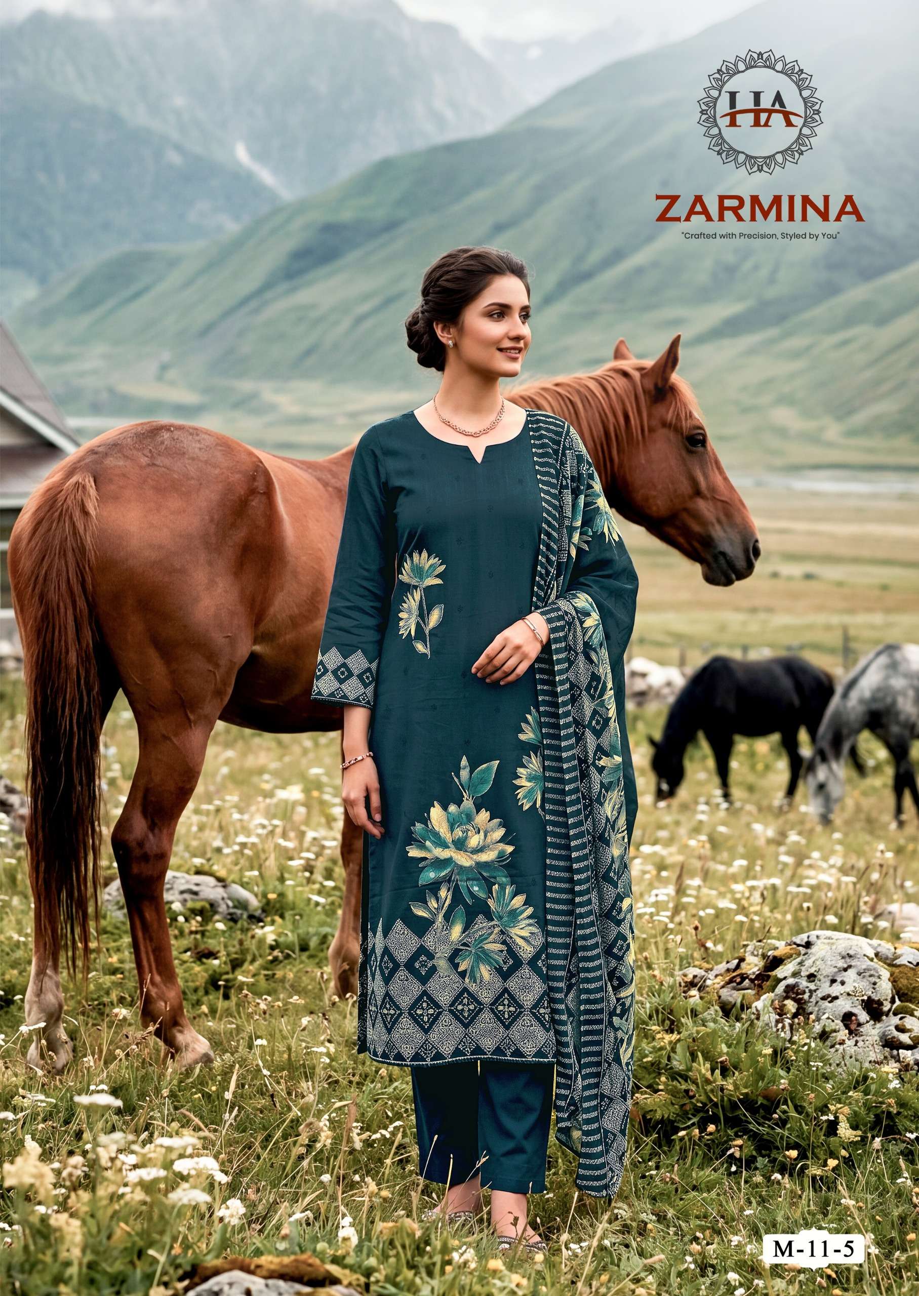 HARSHIT FASHION HUB ZARMINA JAM COTTON PRINT WITH FANCY WORK SUIT