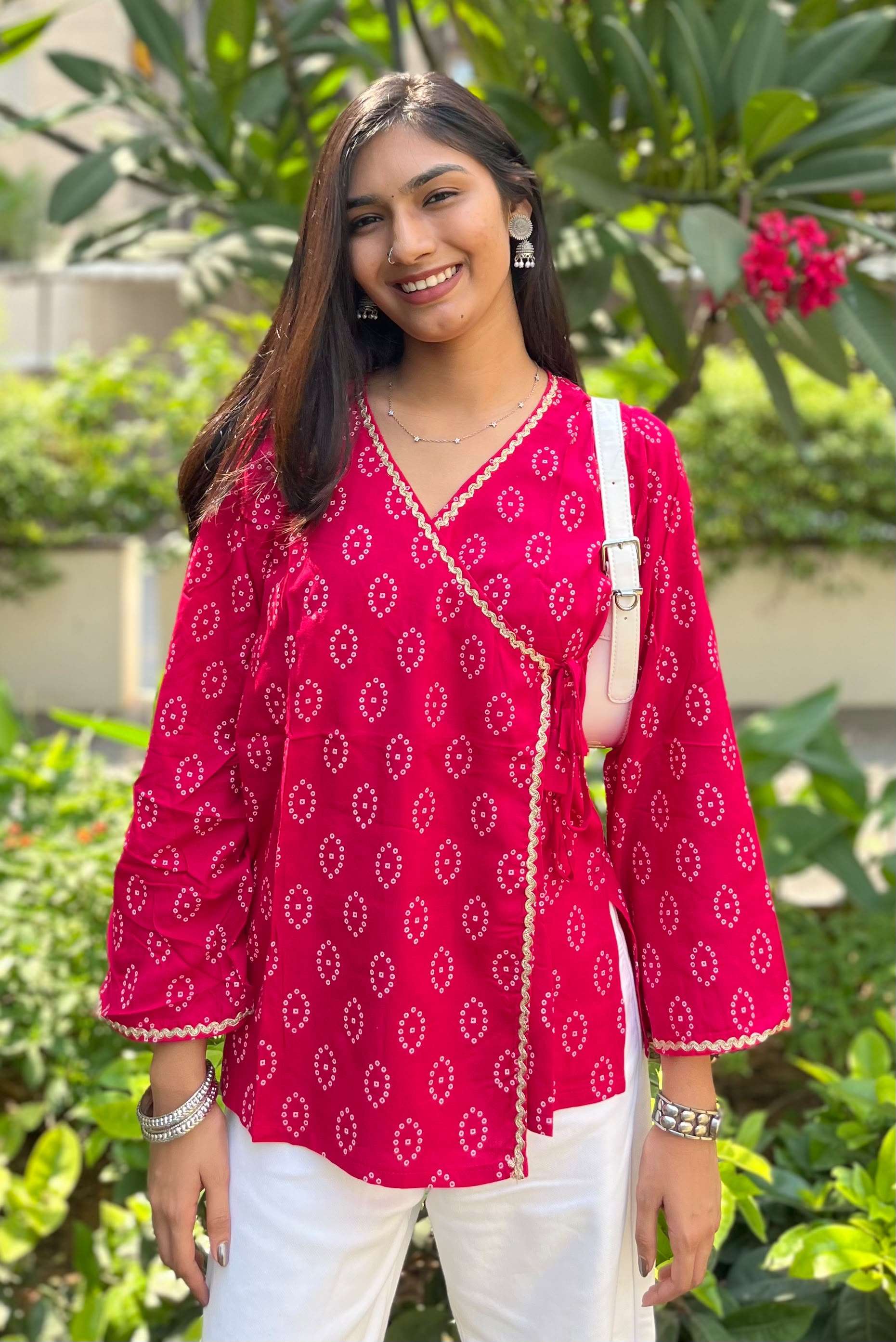 INLI ADAA 5.0 RAYON BANDHANI PRINT FANCY WEAR LADIES TOP