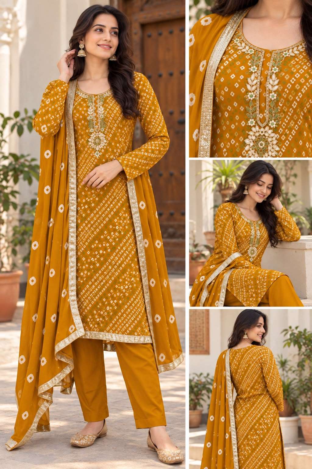 INLI BANDHEJ COLLECTION RAYON PRINT WITH FANCY WORK LADIES KURTI BOTTOM AND DUPATTA SET 