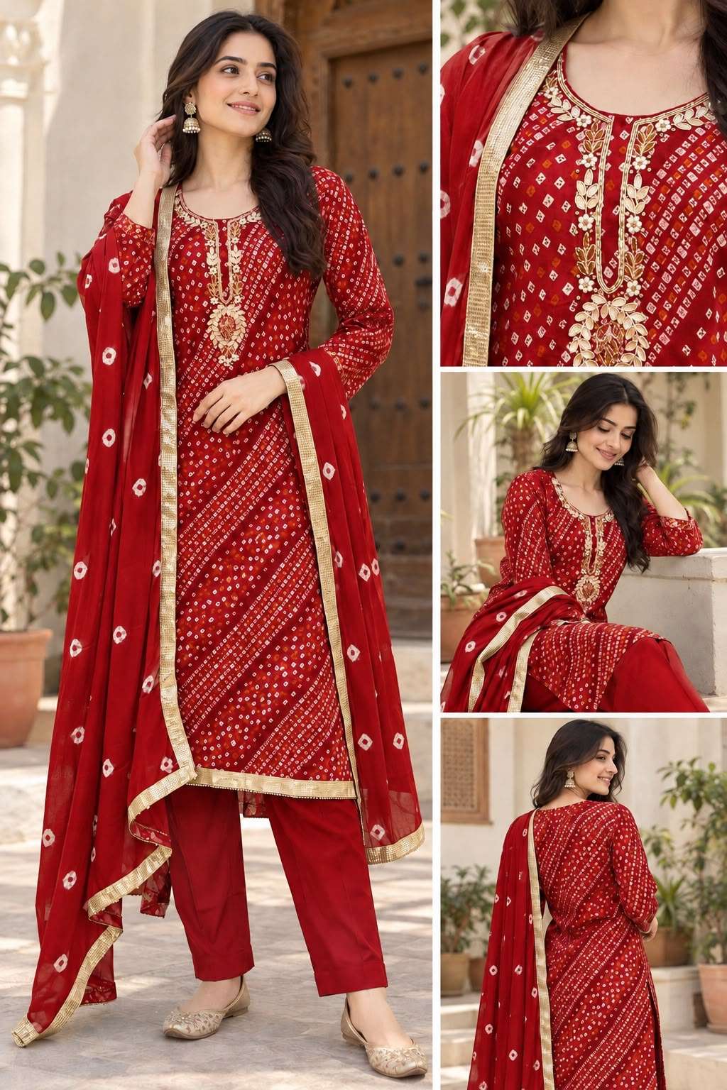 INLI BANDHEJ COLLECTION RAYON PRINT WITH FANCY WORK LADIES KURTI BOTTOM AND DUPATTA SET 
