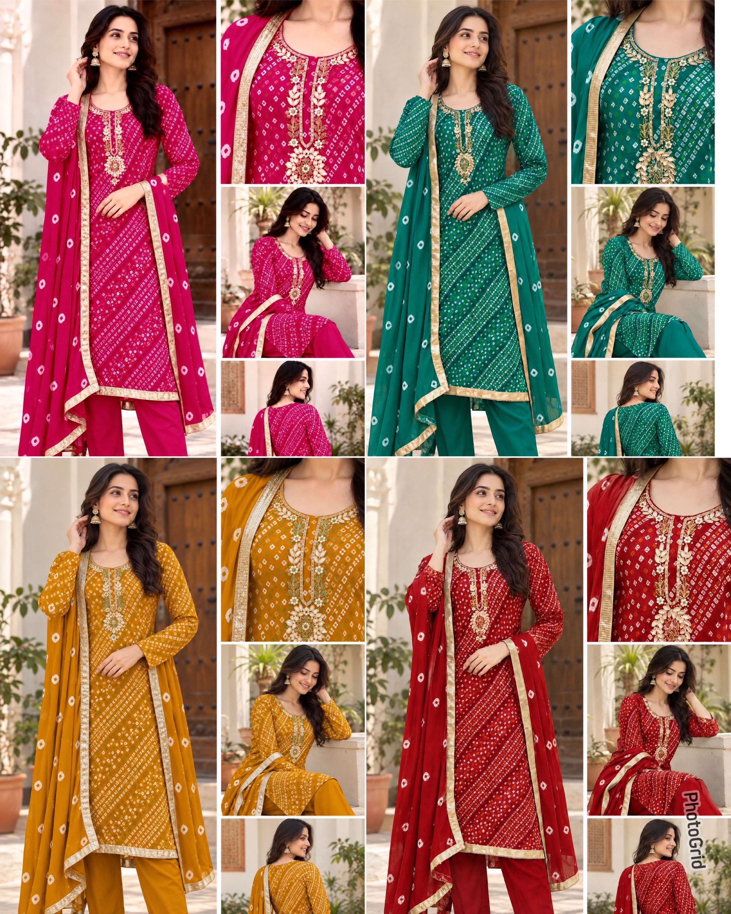 INLI BANDHEJ COLLECTION RAYON PRINT WITH FANCY WORK LADIES KURTI BOTTOM AND DUPATTA SET 