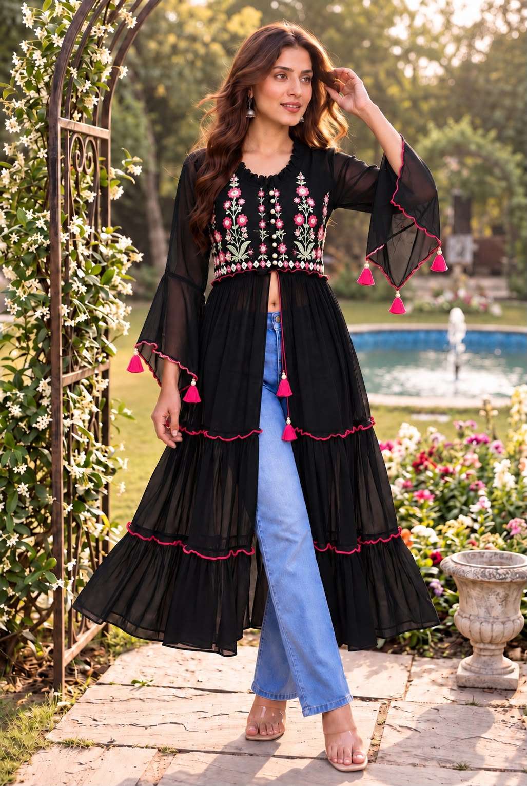 INLI PUSHPA GEORGETTE FANCY WEAR LADIES KURTI 
