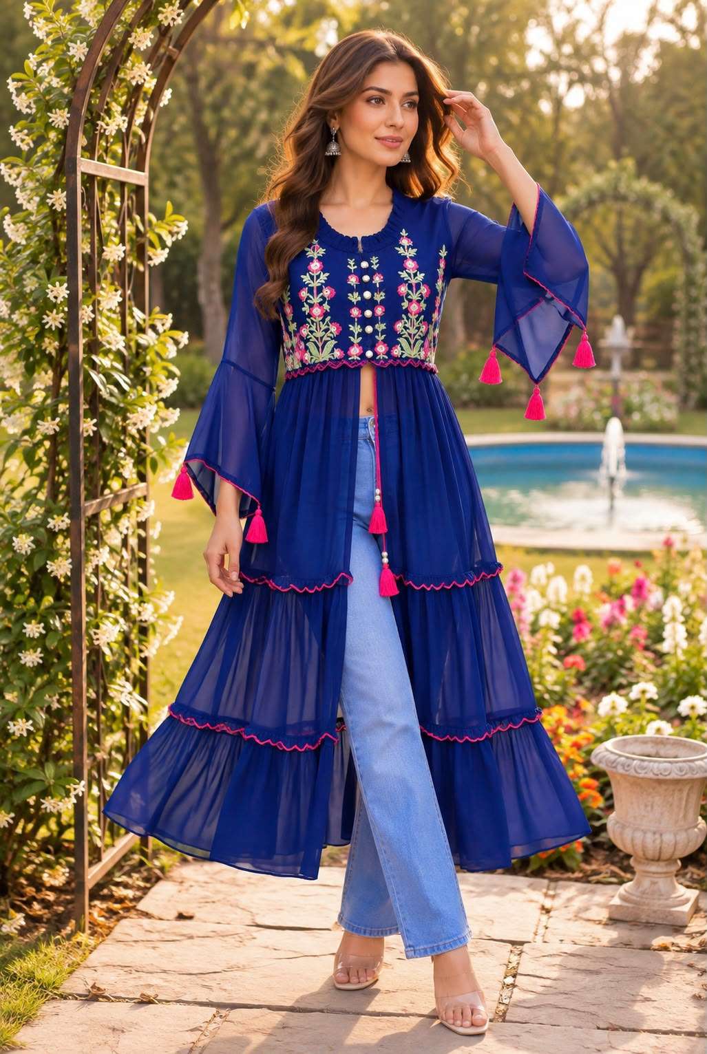 INLI PUSHPA GEORGETTE FANCY WEAR LADIES KURTI 