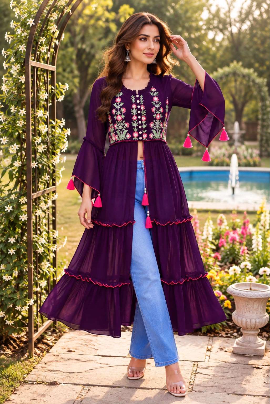 INLI PUSHPA GEORGETTE FANCY WEAR LADIES KURTI 