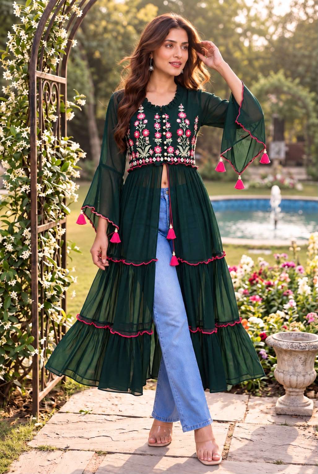 INLI PUSHPA GEORGETTE FANCY WEAR LADIES KURTI 
