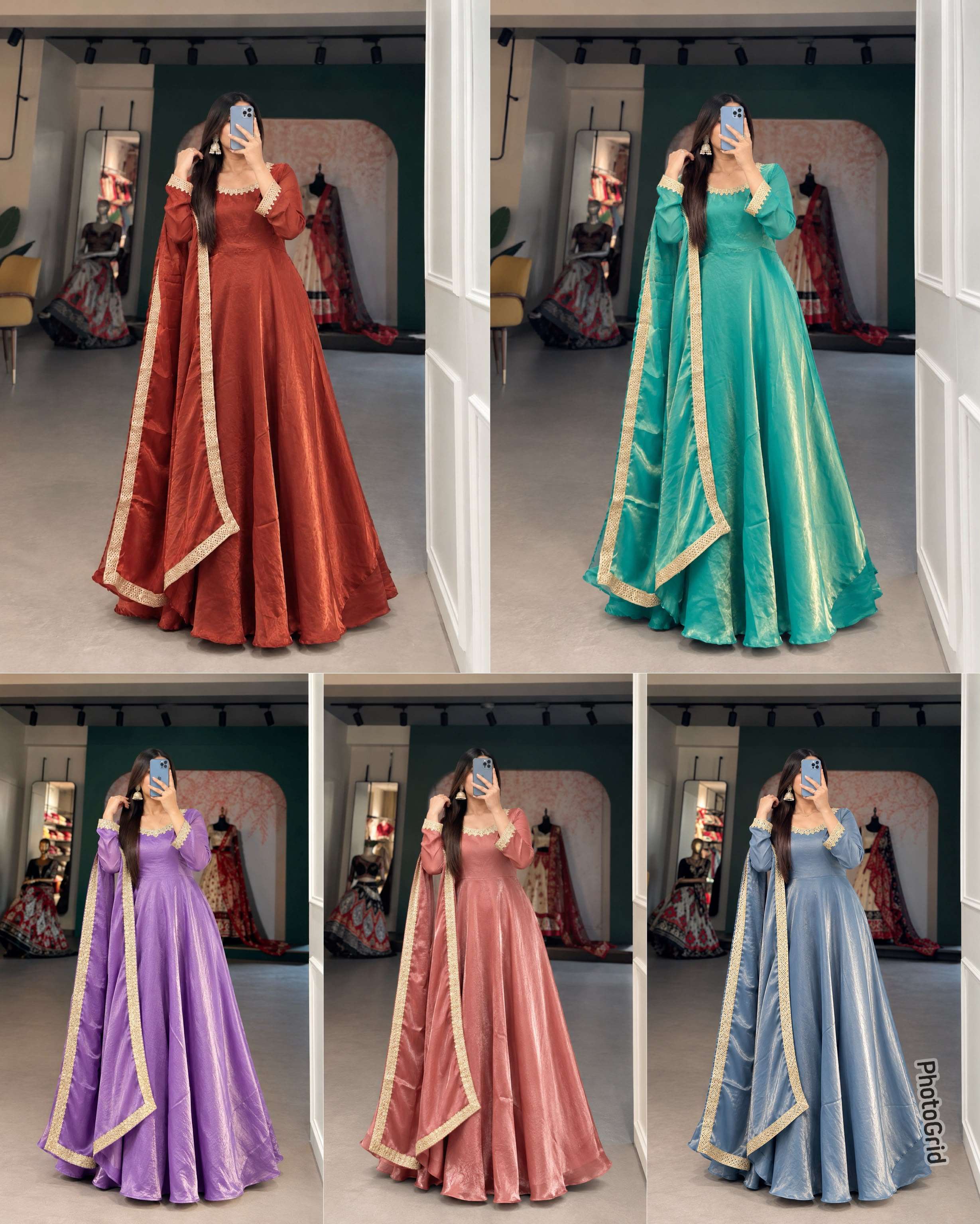 INLI SELFIE SERIES SATIN BEAUTIFUL DESIGNER LOOK PARTY WEAR ANARKALI GOWN WITH DUPATTA SET 