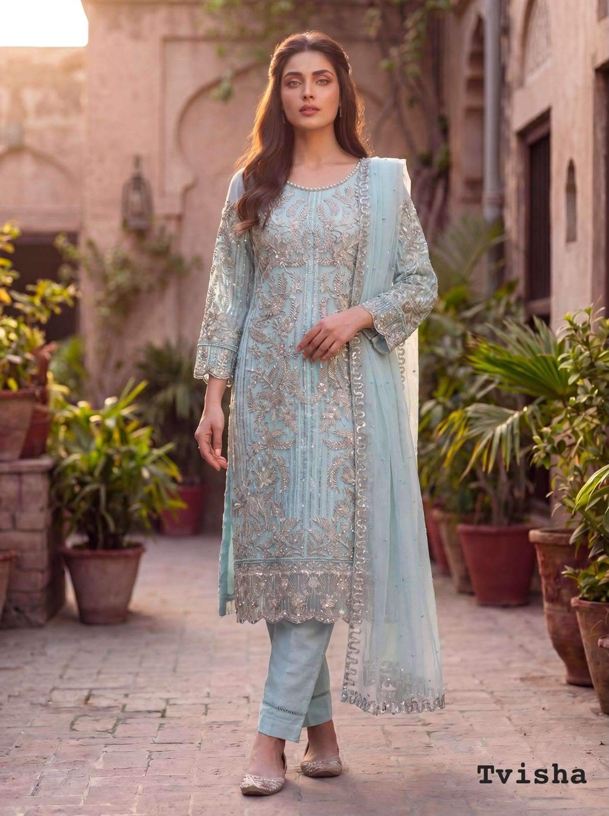 INLI TVISHA VOL 1 NET HEAVY EMBROIDERY DESIGNER FESTIVE WEAR SUIT 