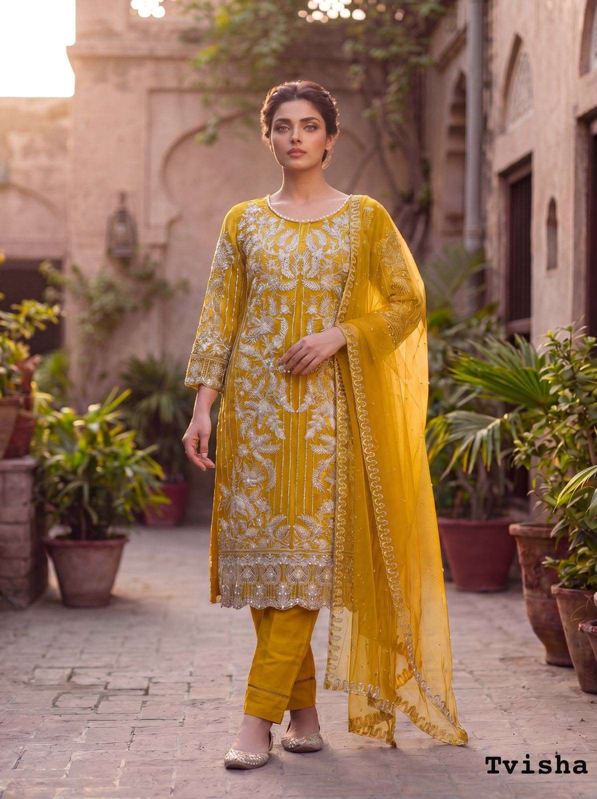 INLI TVISHA VOL 1 NET HEAVY EMBROIDERY DESIGNER FESTIVE WEAR SUIT 
