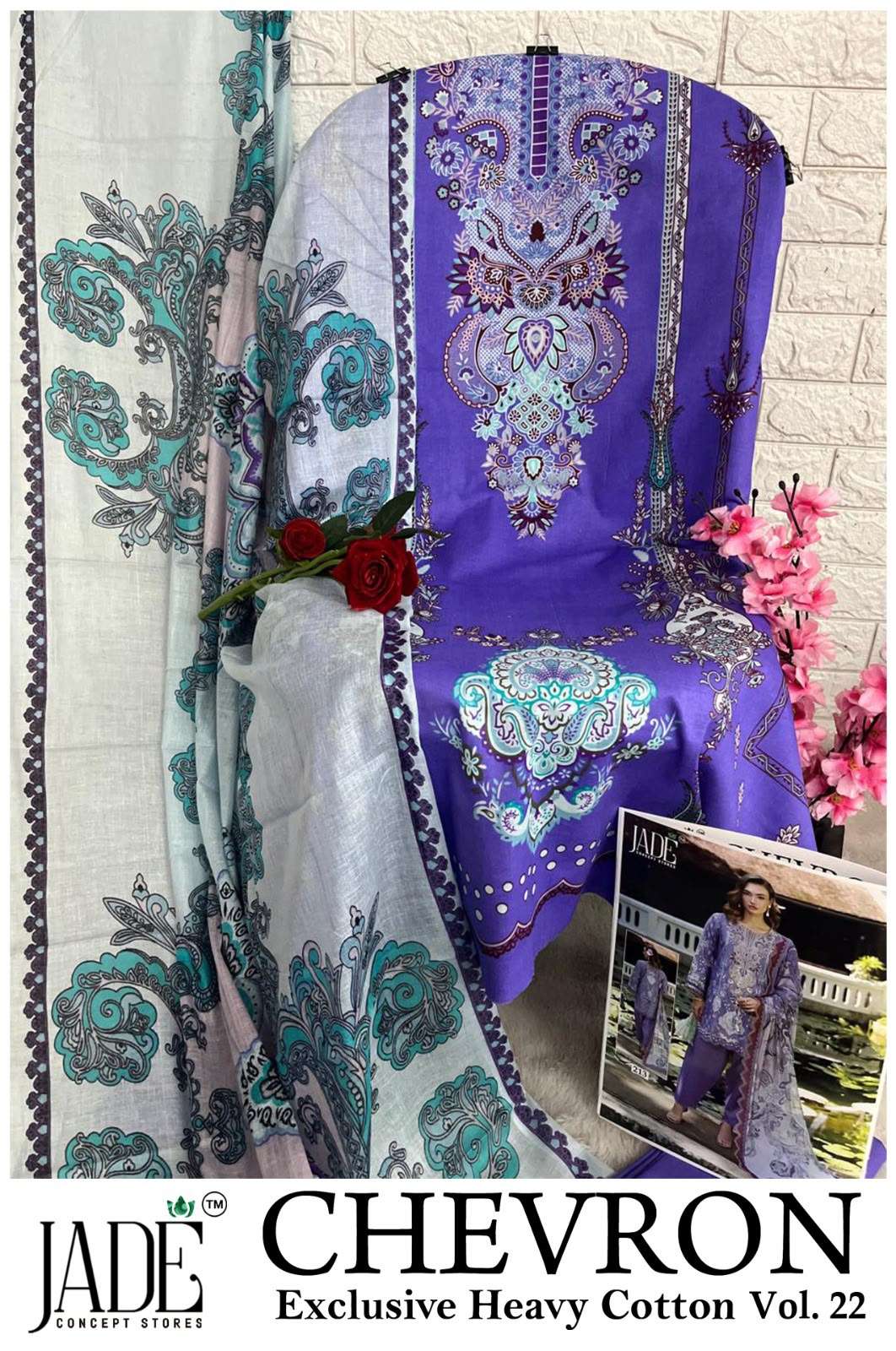 JADE CHEVRON EXCLUSIVE HEAVY COTTON VOL 22 COTTON DIGITAL PRINT SALWAR SUIT 