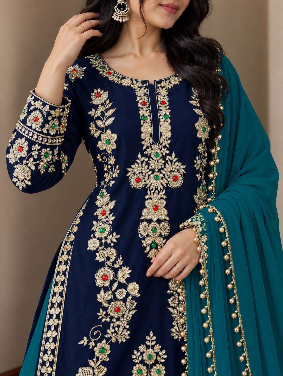 JD 659 CREPE SILK BEAUTIFUL KURTI PLAZZO WITH DUPATTA SET 