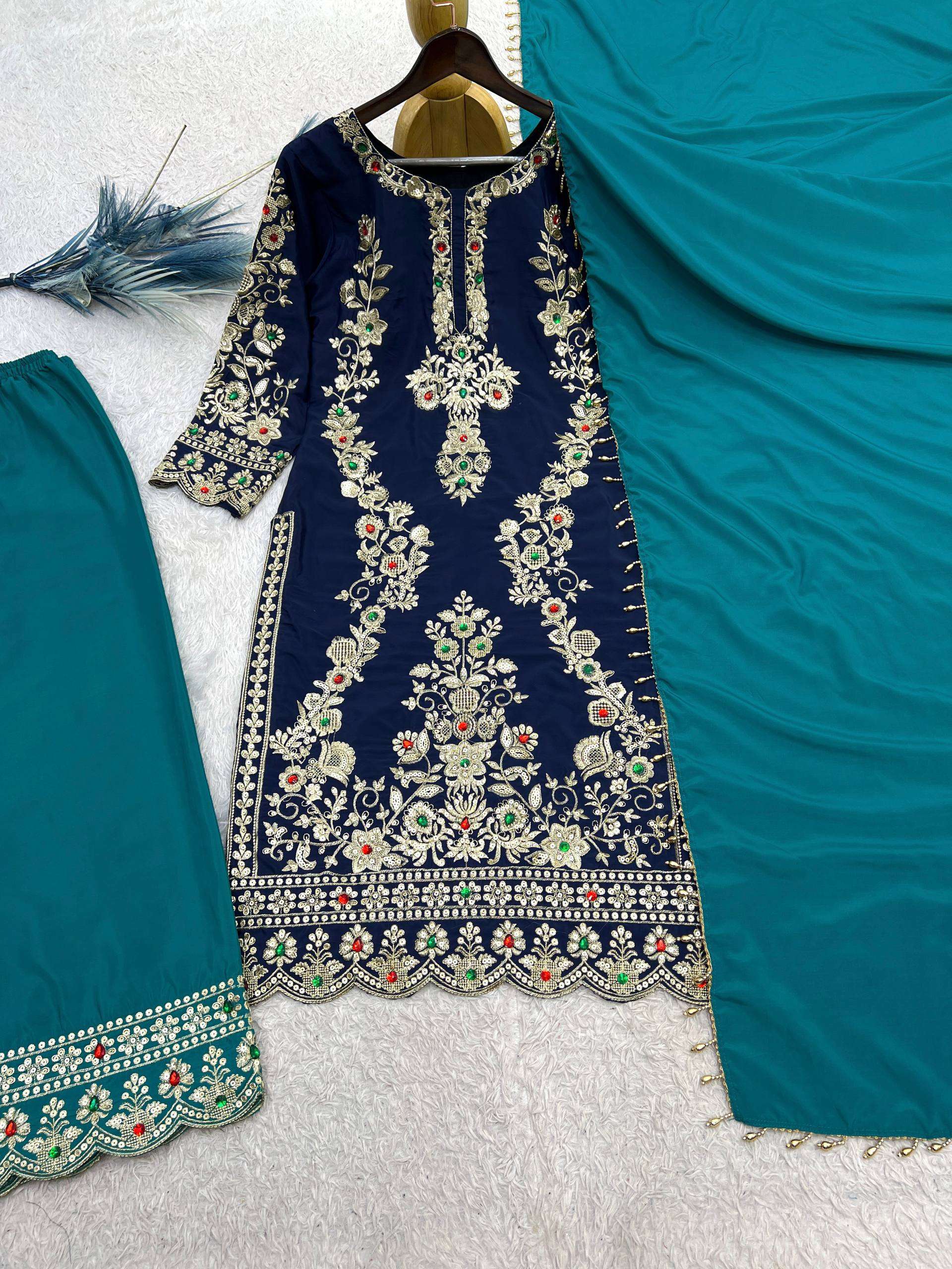 JD 659 CREPE SILK BEAUTIFUL KURTI PLAZZO WITH DUPATTA SET 