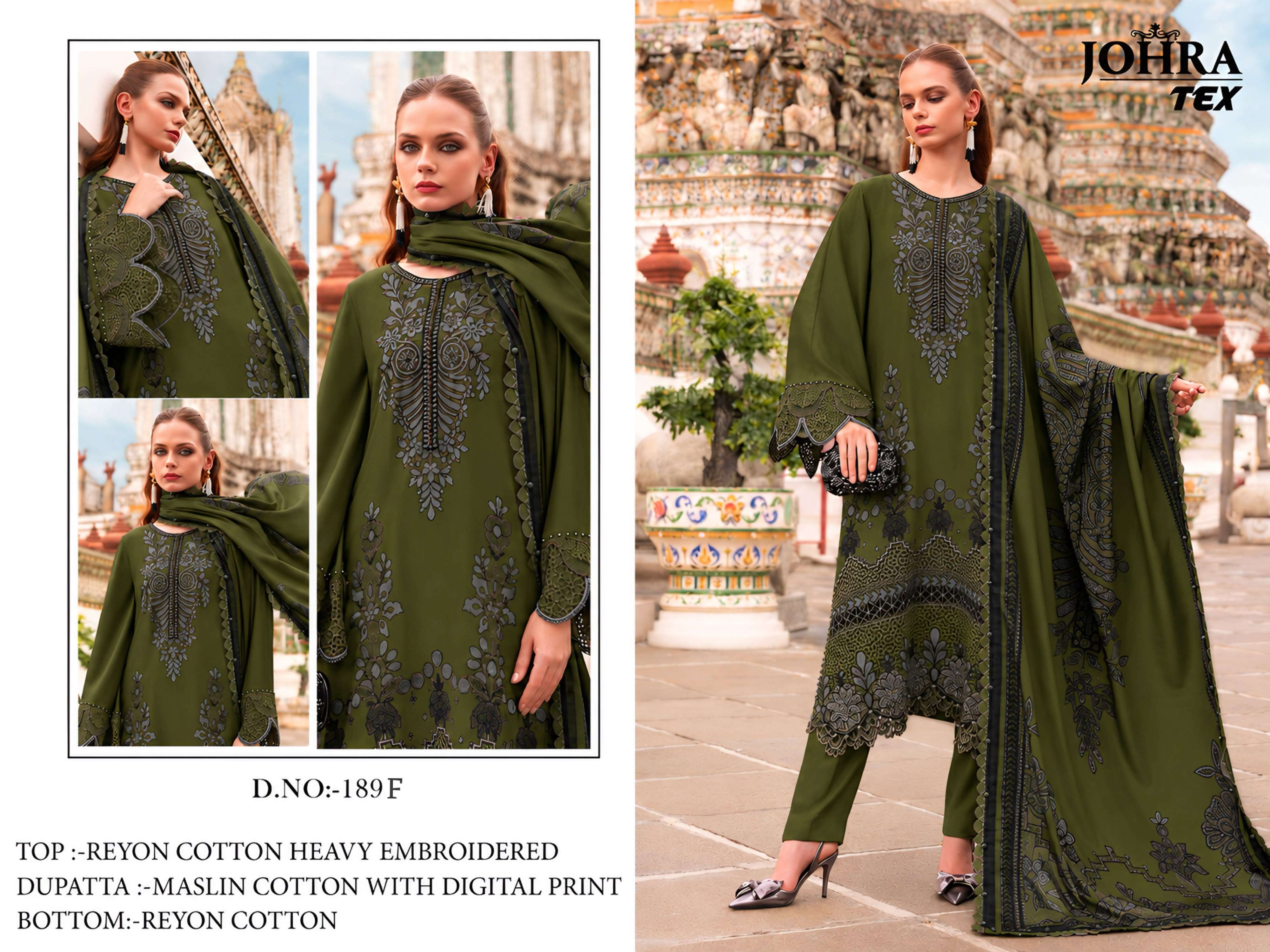 JOHRA TEX JT 189 EF COTTON WITH EMBROIDERED DESIGNER PAKISTANI SUIT