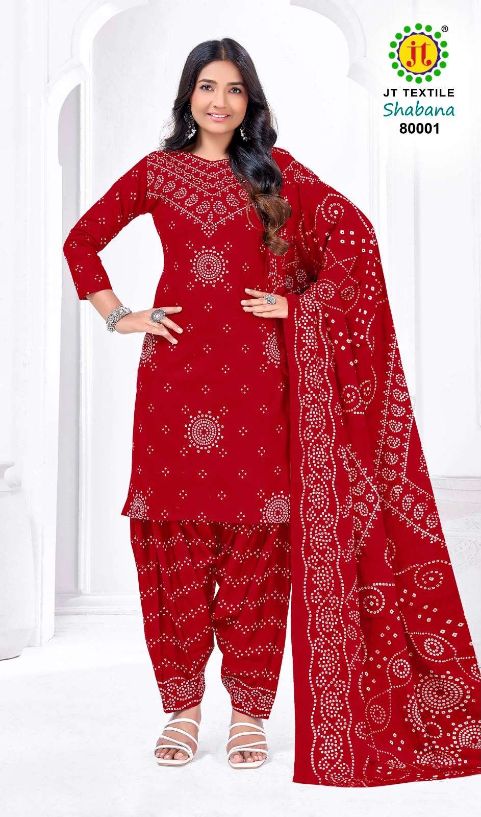 JT SHABANA VOL 80 COTTON BANDHANI PRINTED SALWAR SUIT