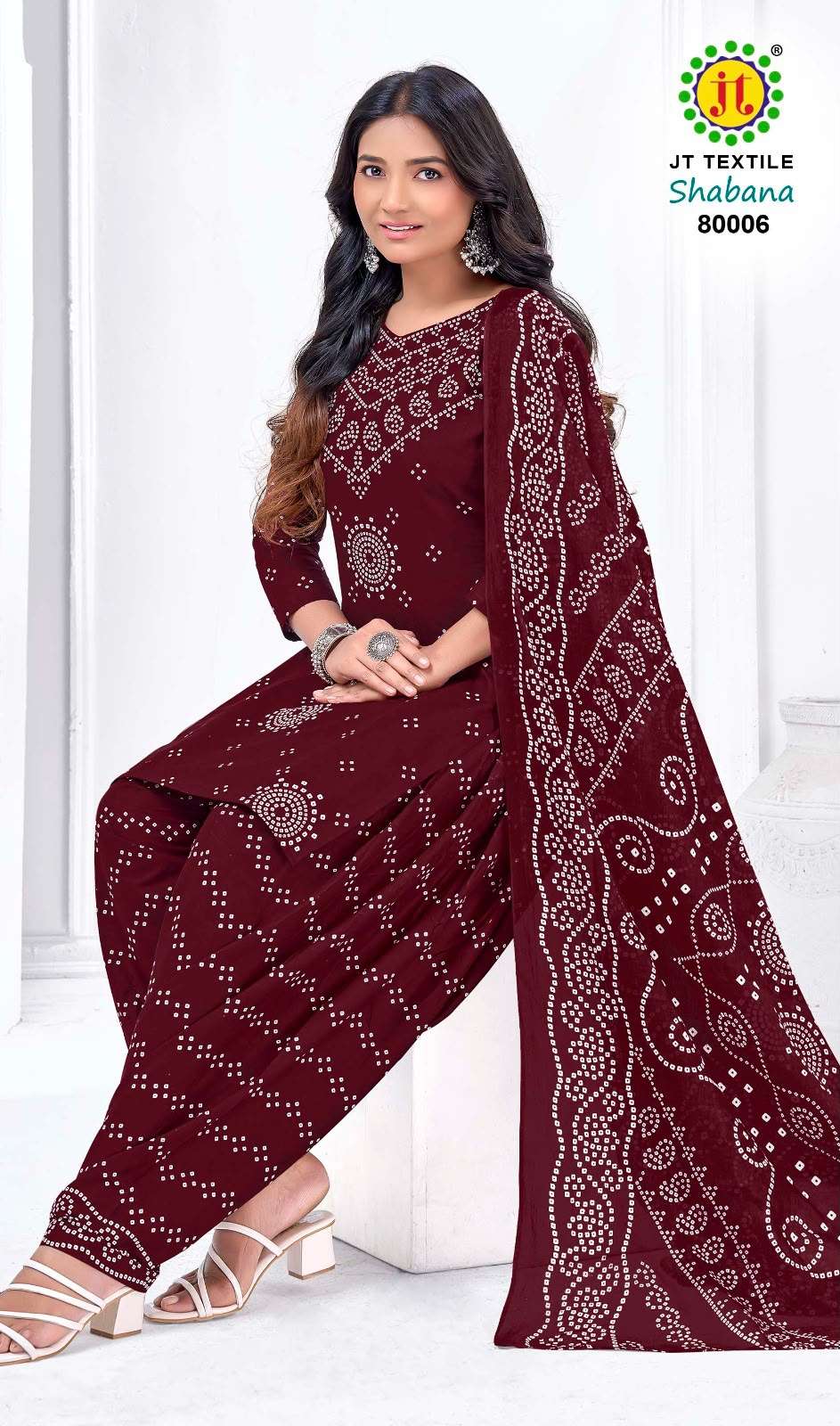 JT SHABANA VOL 80 COTTON BANDHANI PRINTED SALWAR SUIT