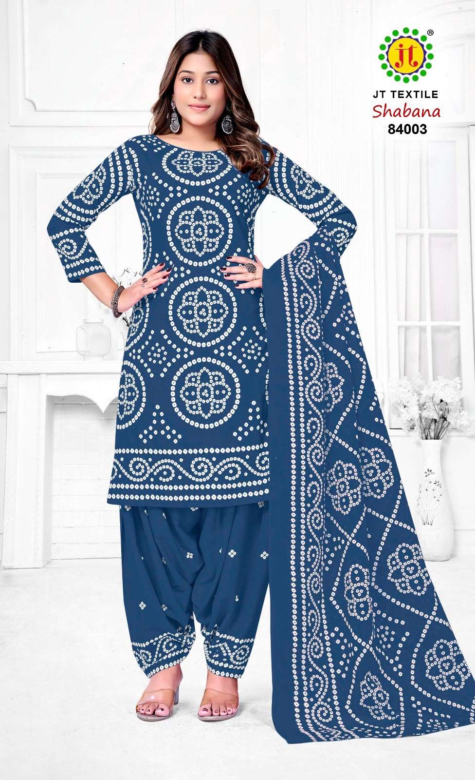 JT SHABANA VOL 84 COTTON BANDHANI PRINT PATIYALA SALWAR SUIT 