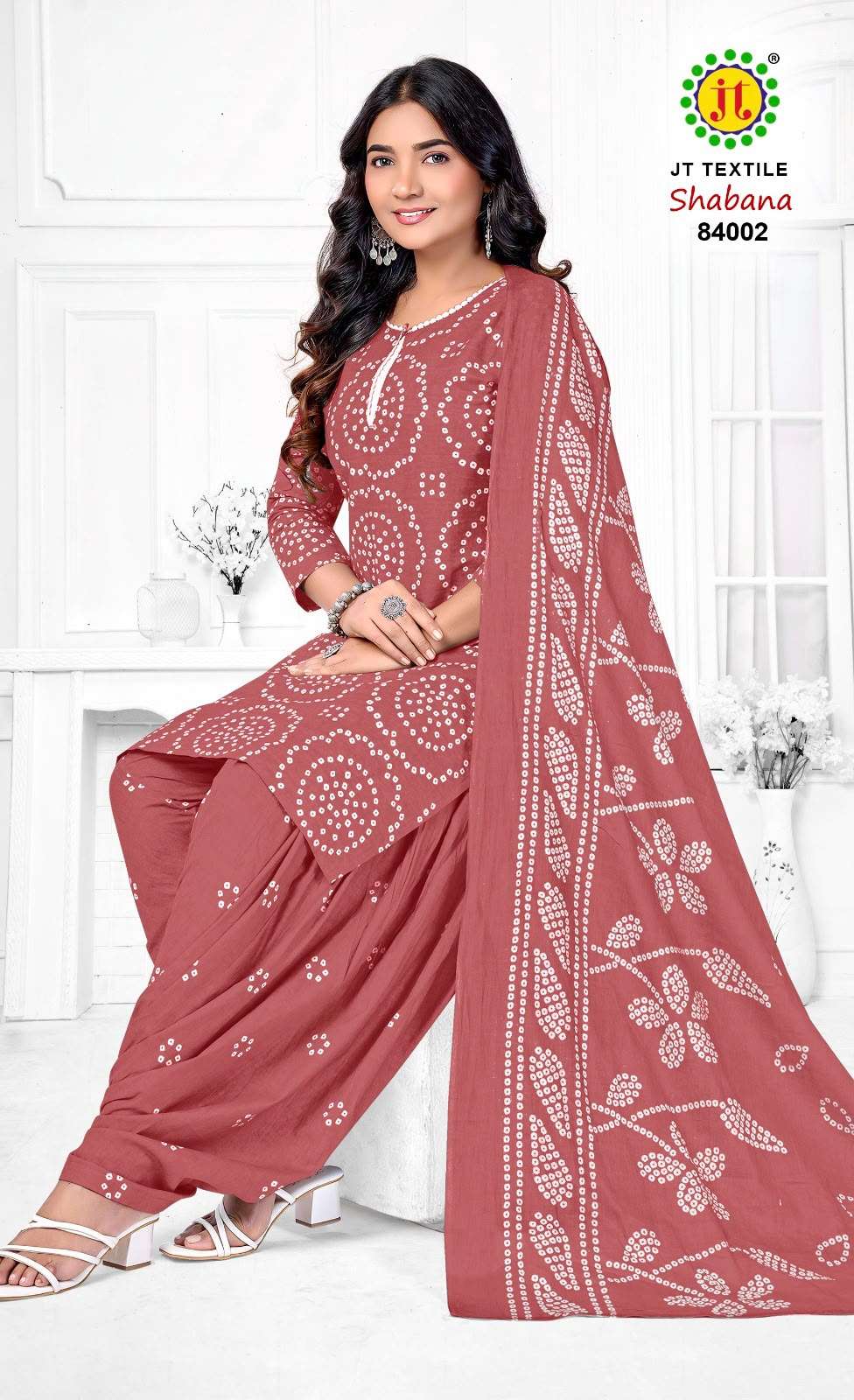 JT SHABANA VOL 84 COTTON BANDHANI PRINT PATIYALA SALWAR SUIT 