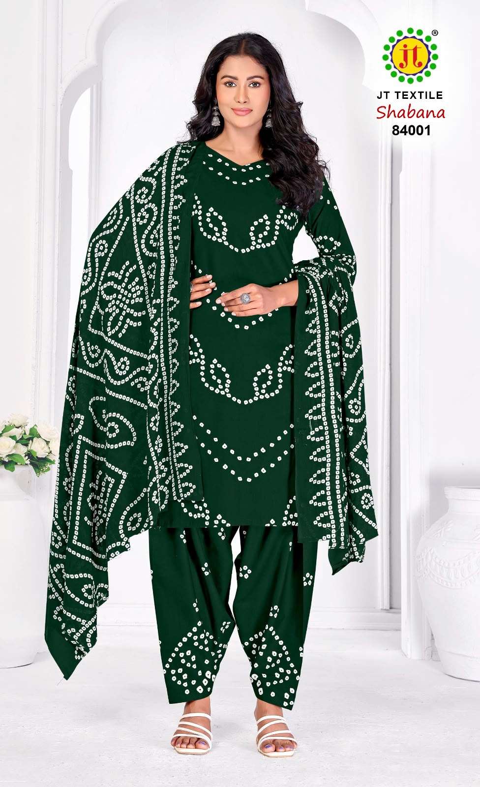 JT SHABANA VOL 84 COTTON BANDHANI PRINT PATIYALA SALWAR SUIT 