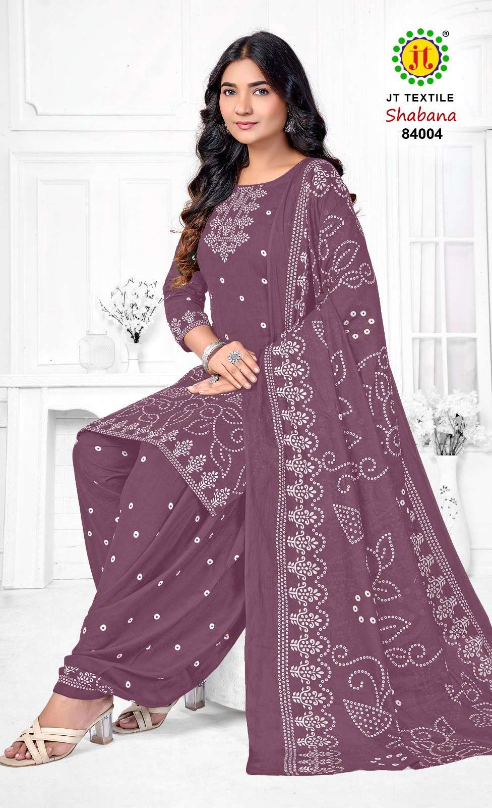JT SHABANA VOL 84 COTTON BANDHANI PRINT PATIYALA SALWAR SUIT 