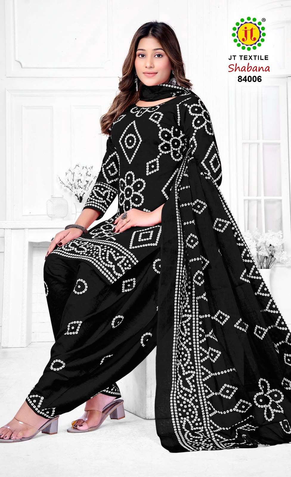 JT SHABANA VOL 84 COTTON BANDHANI PRINT PATIYALA SALWAR SUIT 