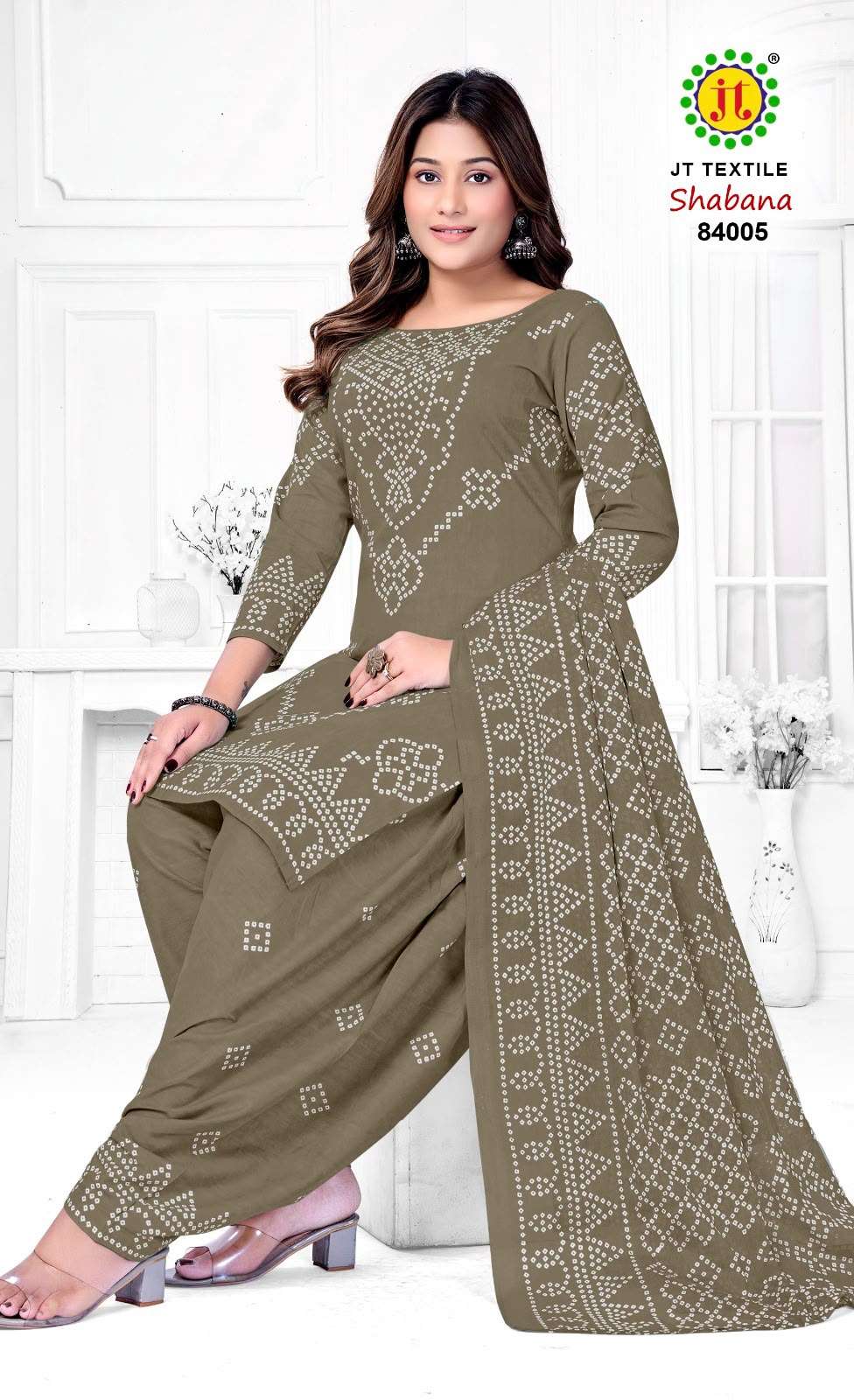 JT SHABANA VOL 84 COTTON BANDHANI PRINT PATIYALA SALWAR SUIT 