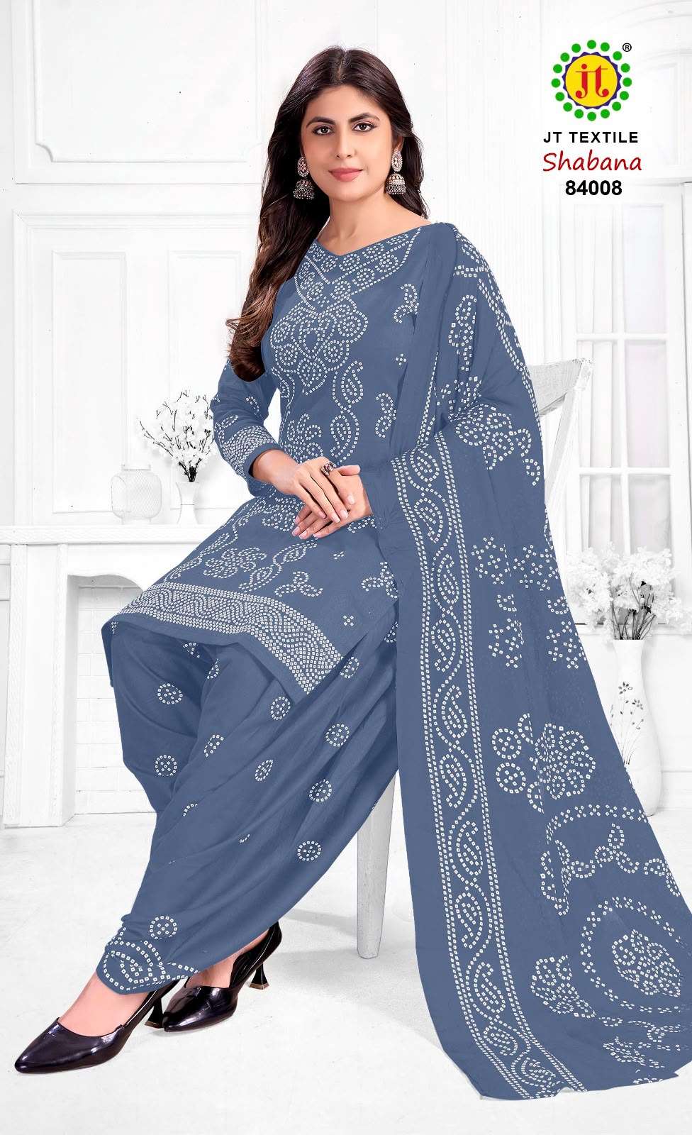 JT SHABANA VOL 84 COTTON BANDHANI PRINT PATIYALA SALWAR SUIT 