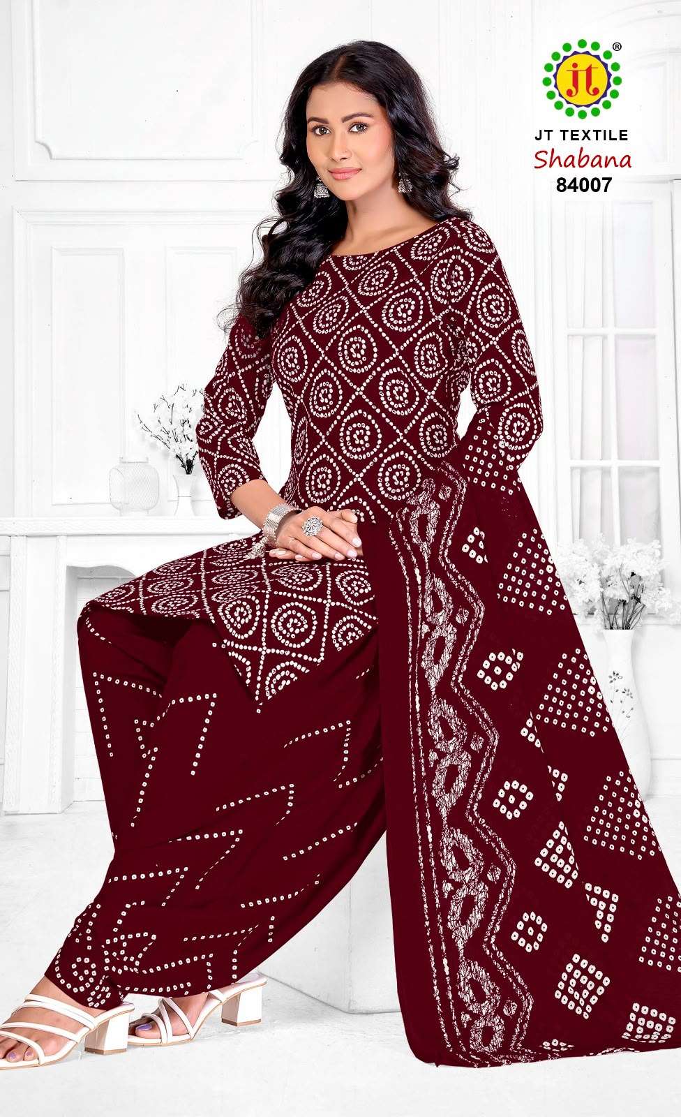 JT SHABANA VOL 84 COTTON BANDHANI PRINT PATIYALA SALWAR SUIT 