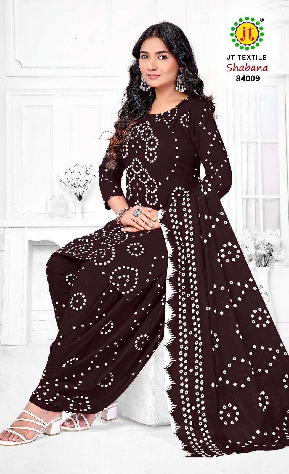 JT SHABANA VOL 84 COTTON BANDHANI PRINT PATIYALA SALWAR SUIT 