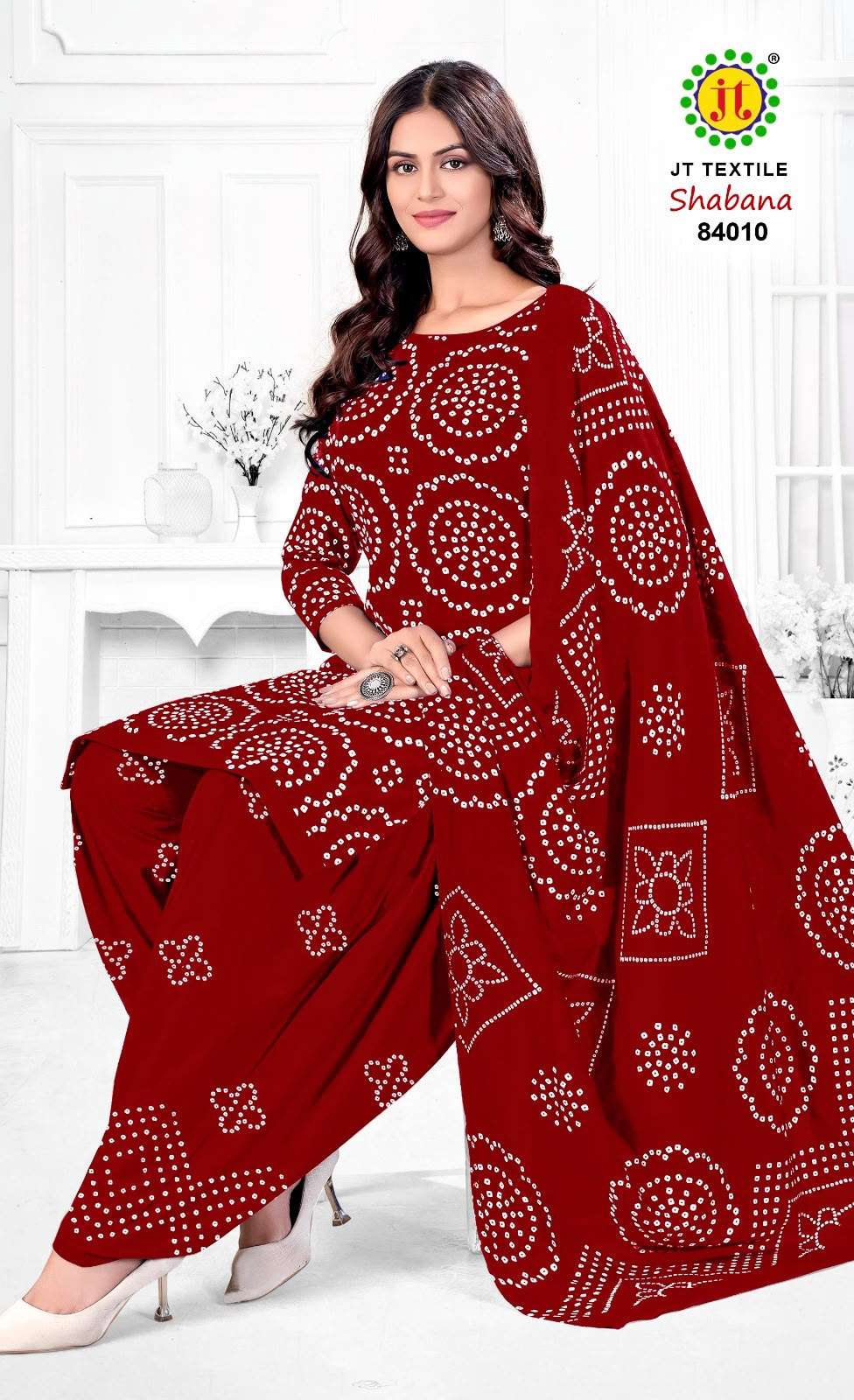 JT SHABANA VOL 84 COTTON BANDHANI PRINT PATIYALA SALWAR SUIT 