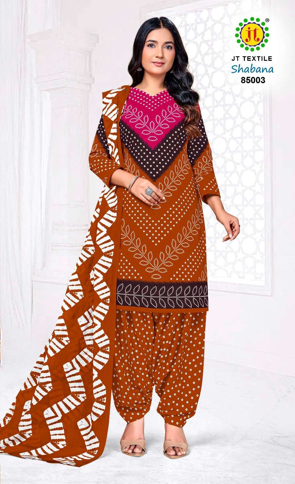 JT SHABANA VOL 85 COTTON BANDHANI PRINT PATIYALA SALWAR SUIT 