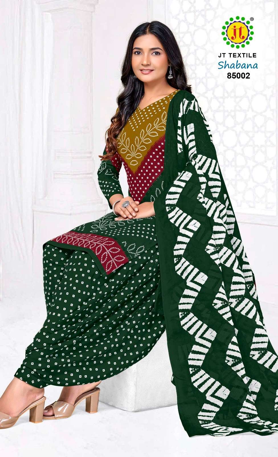 JT SHABANA VOL 85 COTTON BANDHANI PRINT PATIYALA SALWAR SUIT 