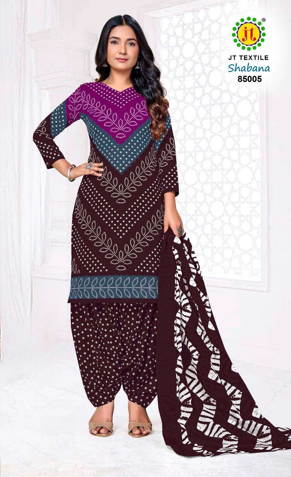 JT SHABANA VOL 85 COTTON BANDHANI PRINT PATIYALA SALWAR SUIT 