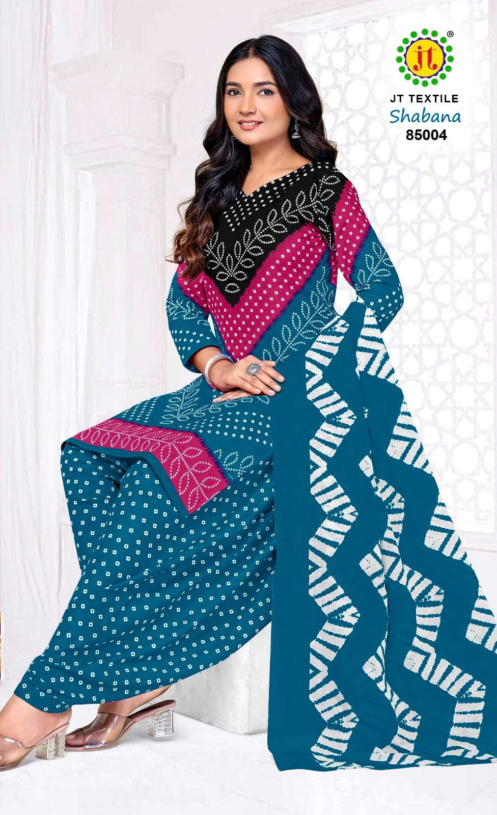 JT SHABANA VOL 85 COTTON BANDHANI PRINT PATIYALA SALWAR SUIT 