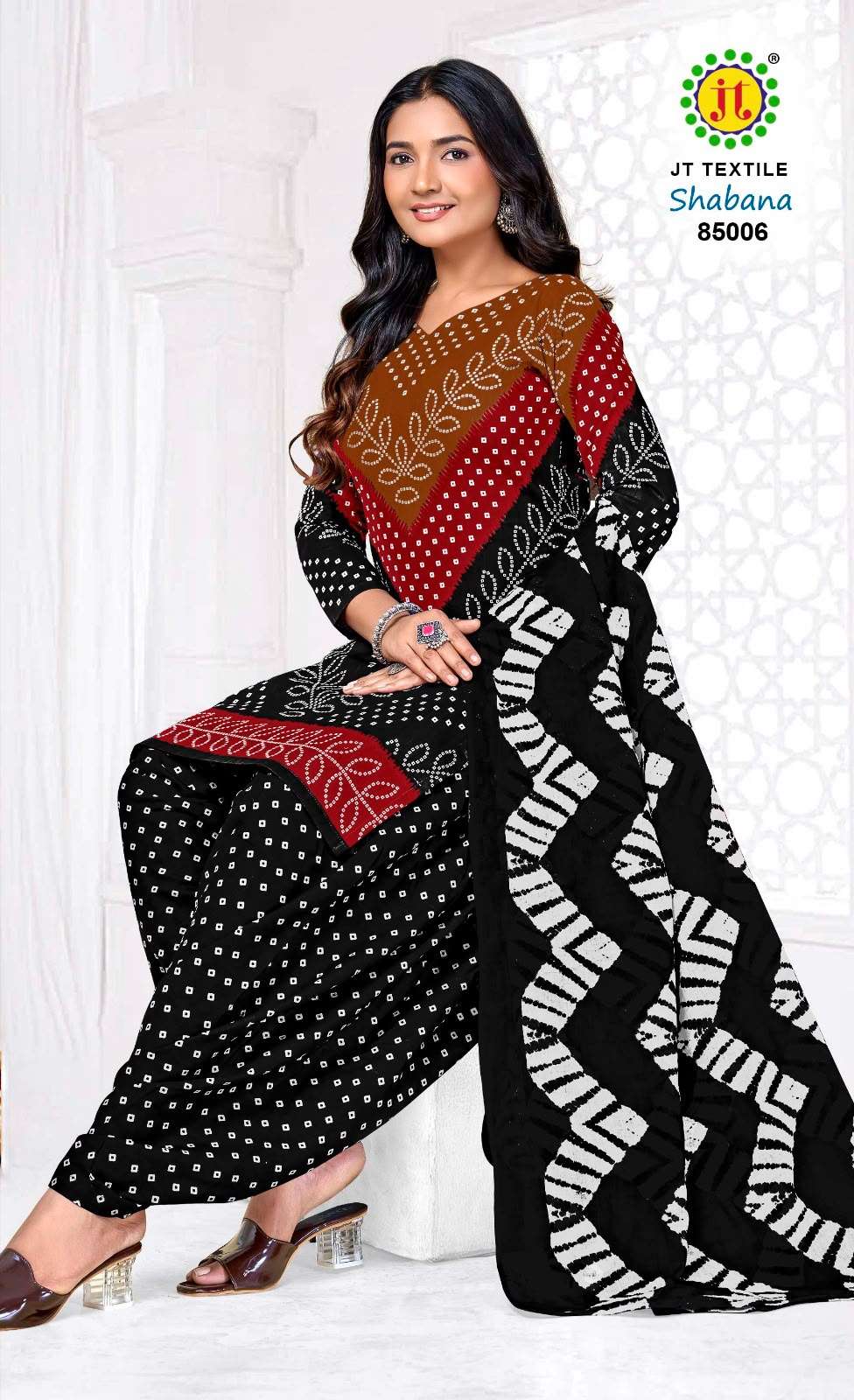 JT SHABANA VOL 85 COTTON BANDHANI PRINT PATIYALA SALWAR SUIT 