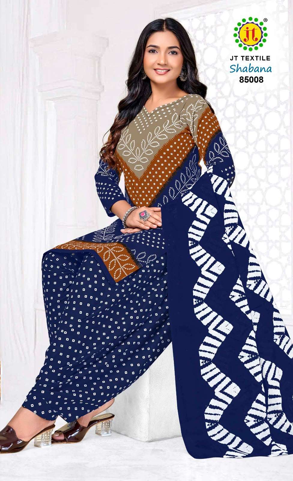 JT SHABANA VOL 85 COTTON BANDHANI PRINT PATIYALA SALWAR SUIT 