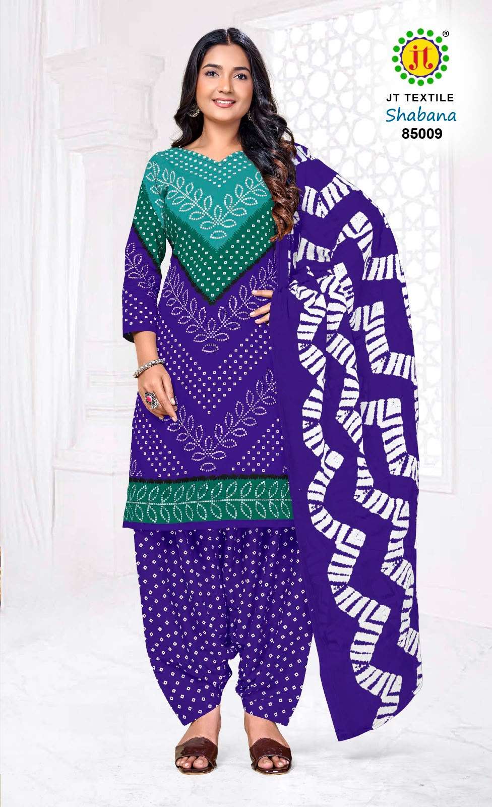 JT SHABANA VOL 85 COTTON BANDHANI PRINT PATIYALA SALWAR SUIT 