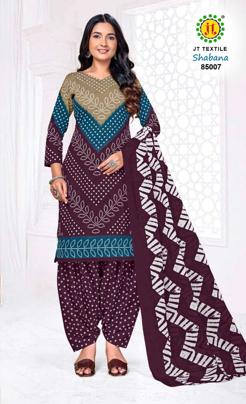 JT SHABANA VOL 85 COTTON BANDHANI PRINT PATIYALA SALWAR SUIT 