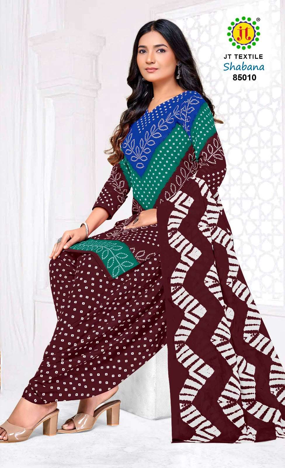 JT SHABANA VOL 85 COTTON BANDHANI PRINT PATIYALA SALWAR SUIT 