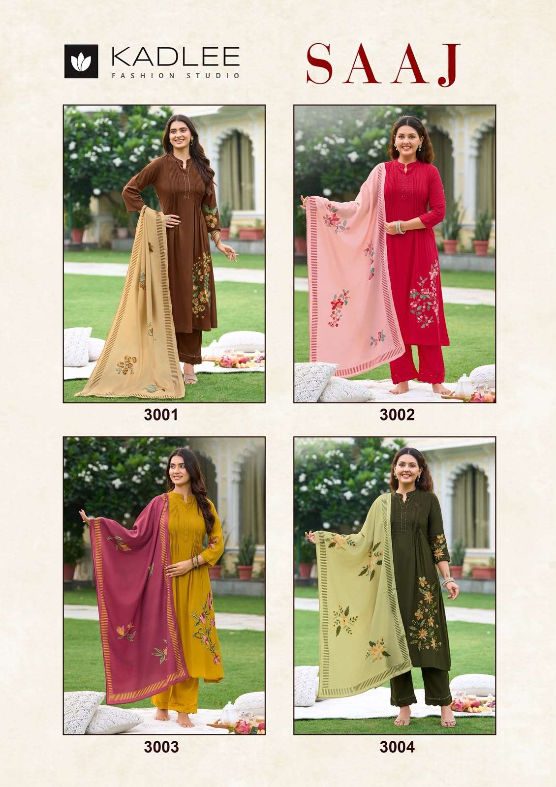 KADLEE FASHION SAAJ RAYON FANCY WORKS LADIES 3PCS SET COLLECTION 