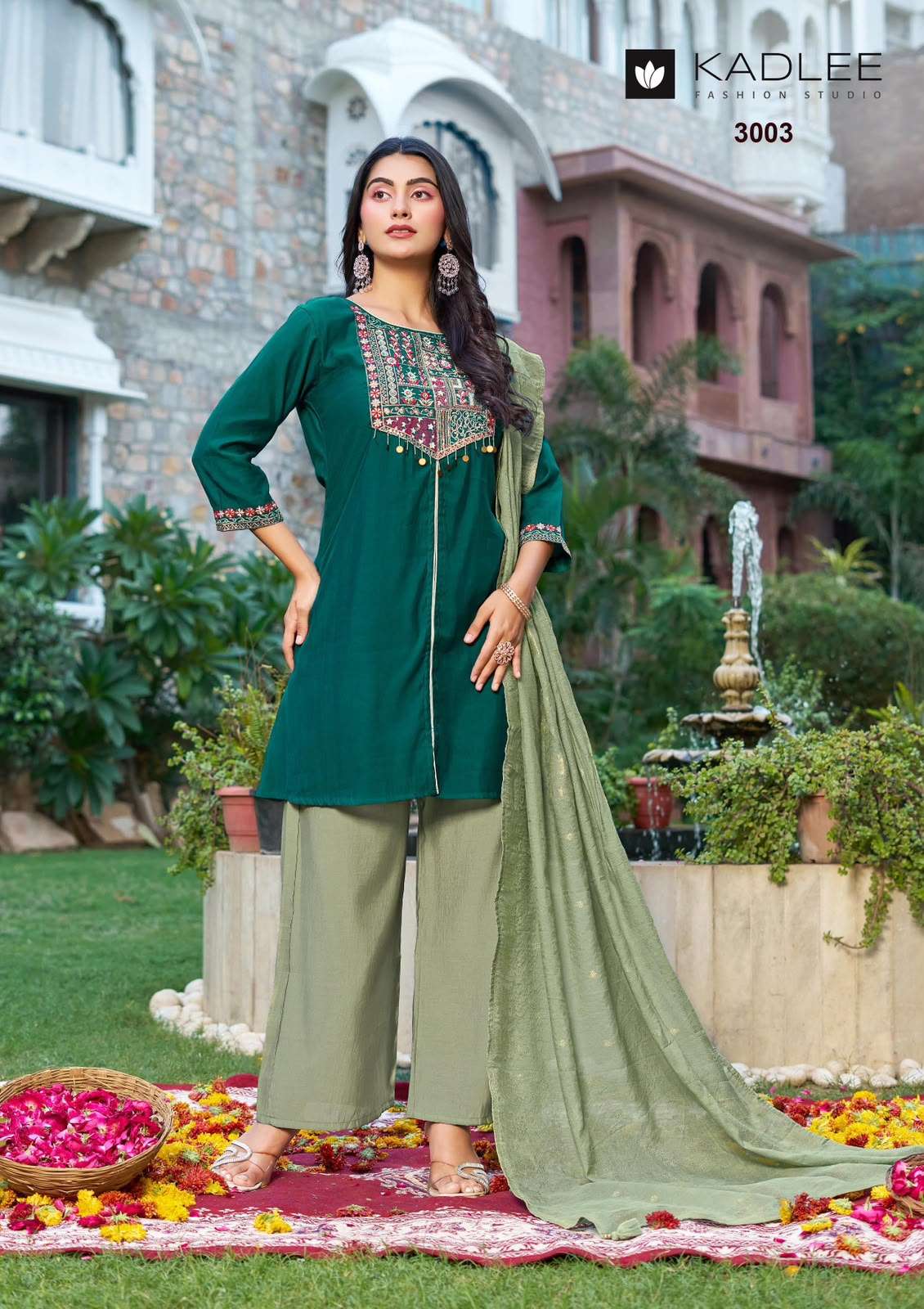 KADLEE FASHION TARNIKA SILK FANCY WORKS LADIES KURTI BOTTOM AND DUPATTA SET 