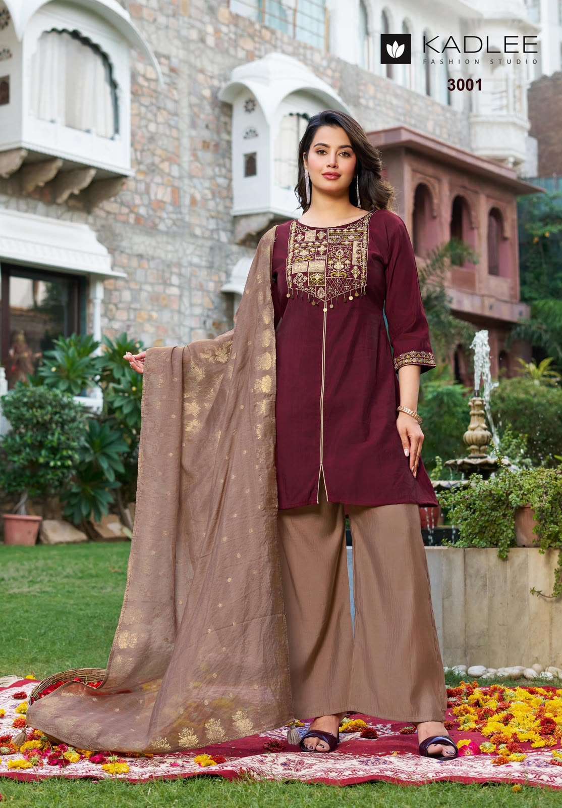 KADLEE FASHION TARNIKA SILK FANCY WORKS LADIES KURTI BOTTOM AND DUPATTA SET 