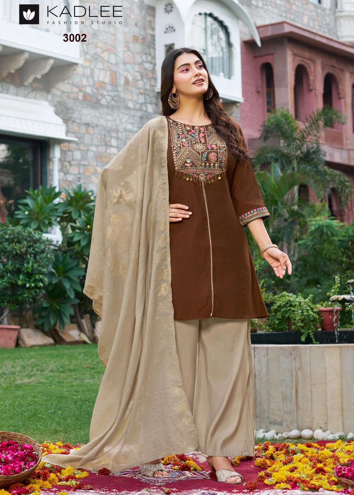 KADLEE FASHION TARNIKA SILK FANCY WORKS LADIES KURTI BOTTOM AND DUPATTA SET 