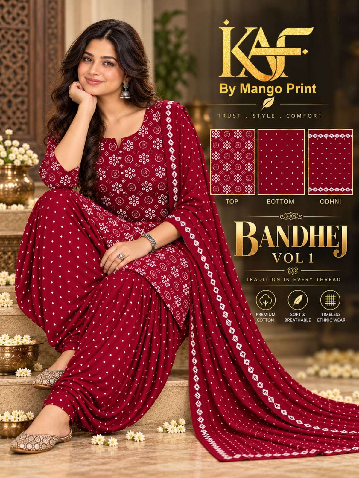 KAF FABRIC BANDHEJ VOL 1 COTTON PRINTED PATIYALA DRESS 