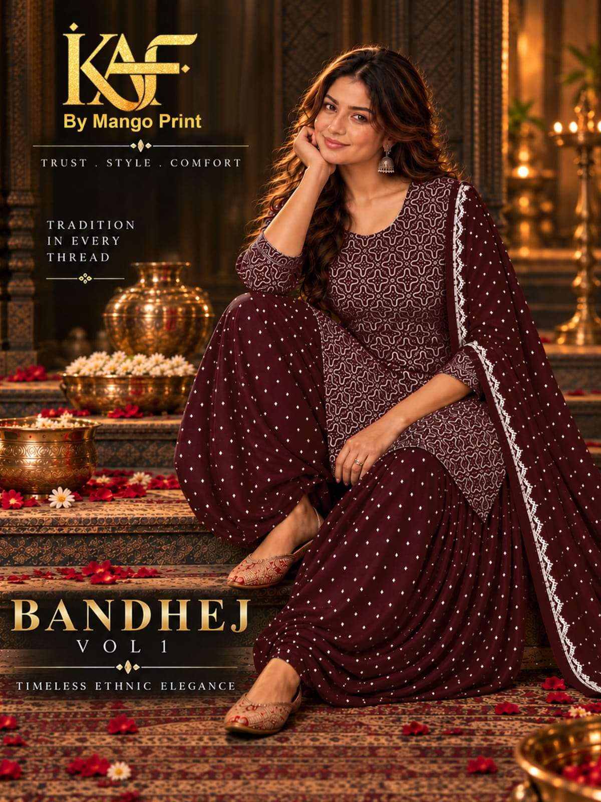 KAF FABRIC BANDHEJ VOL 1 COTTON PRINTED PATIYALA DRESS 